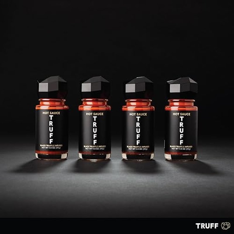 TRUFF HOT SAUCE MINI SET - BLACK TRUFFLE & CHILI, 4-PACK TRAVEL BOTTLES - UNIQUE FLAVOR GIFT (1.5 OZ)