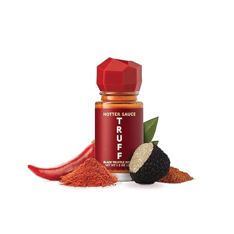 TRUFF HOTTER SAUCE MINI SET - BLACK TRUFFLE & CHILI PEPPERS, 4-PACK TRAVEL BOTTLES, GIFT FOR HOT SAUCE FANS