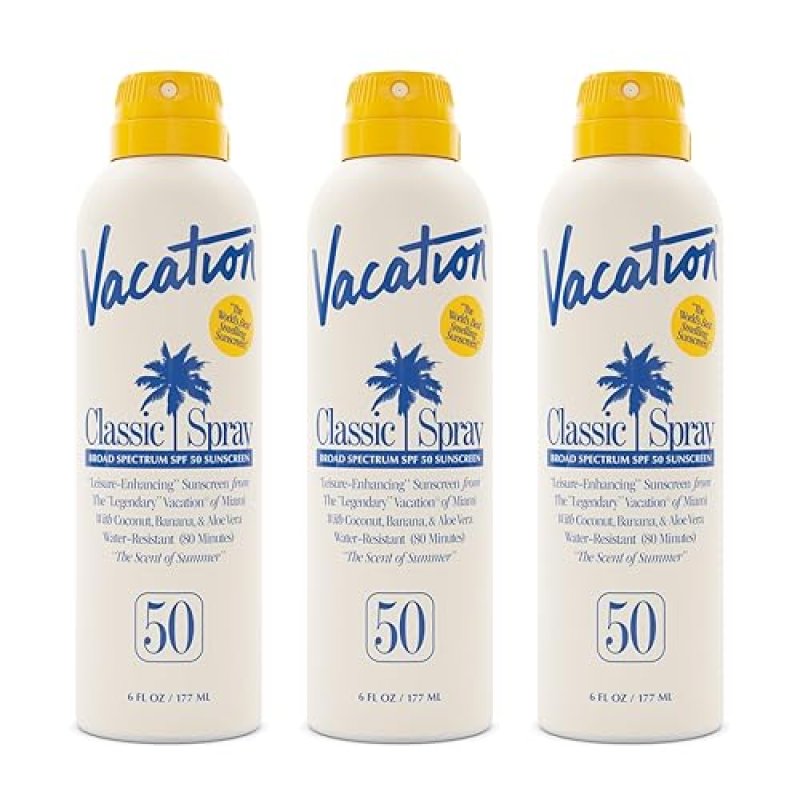 VACATION CLASSIC SUNSCREEN SPRAY, WATER-RESISTANT, LIGHTWEIGHT, VEGAN, 6 FL. OZ. - PACK OF 3