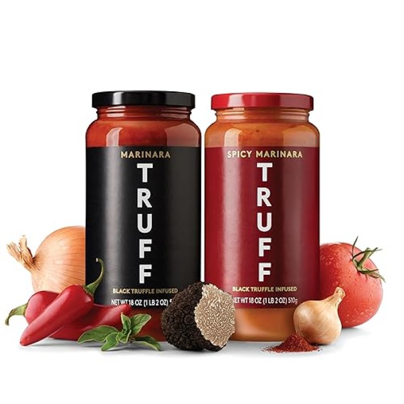 TRUFF PASTA SAUCE BUNDLE: BLACK TRUFFLE MARINARA & SPICY MARINARA | NON-GMO, VEGAN | IDEAL FOR PASTA, PIZZA & MORE