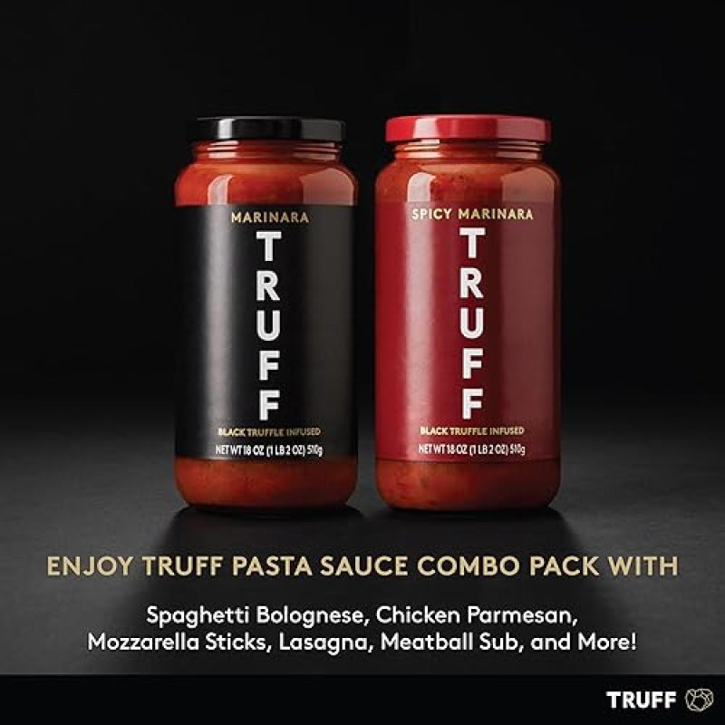 TRUFF PASTA SAUCE BUNDLE: BLACK TRUFFLE MARINARA & SPICY MARINARA | NON-GMO, VEGAN | IDEAL FOR PASTA, PIZZA & MORE