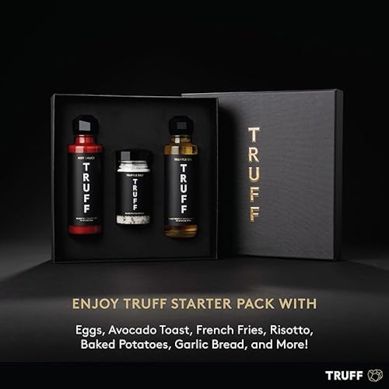 TRUFF BLACK TRUFFLE STARTER PACK: HOT SAUCE, OIL, SEA SALT TRIO FOR FLAVORFUL EXPERIENCE