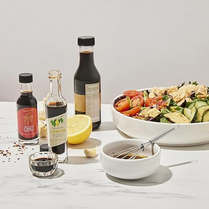 THOUGHTFULLY BALSAMIC VINEGAR GIFT SET WITH FIG, CHILI, GARLIC FLAVORS, IGP CERTIFIED, CRAFTED IN MODENA, ITALY - PACK OF 6