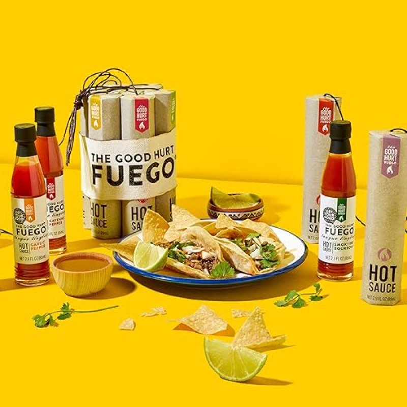THOUGHTFULLY GOOD HURT FUEGO HOT SAUCE GIFT SET: SAMPLER PACK OF 7 EXOTIC FLAVORS FROM AROUND THE WORLD