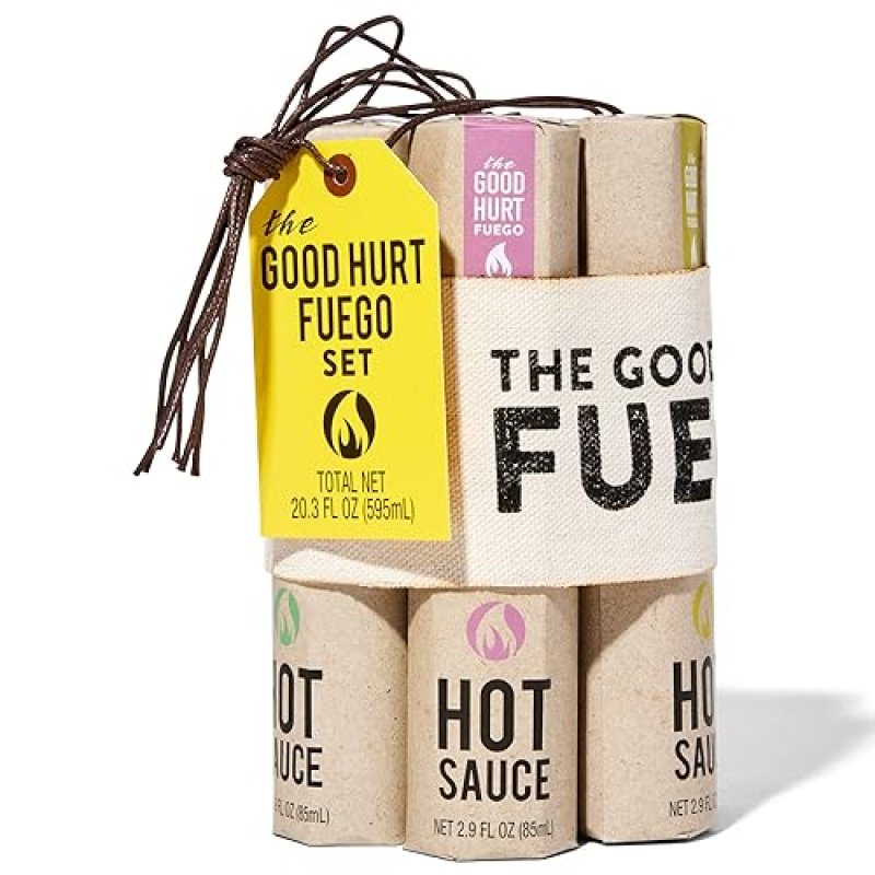THOUGHTFULLY GOOD HURT FUEGO HOT SAUCE GIFT SET: SAMPLER PACK OF 7 EXOTIC FLAVORS FROM AROUND THE WORLD