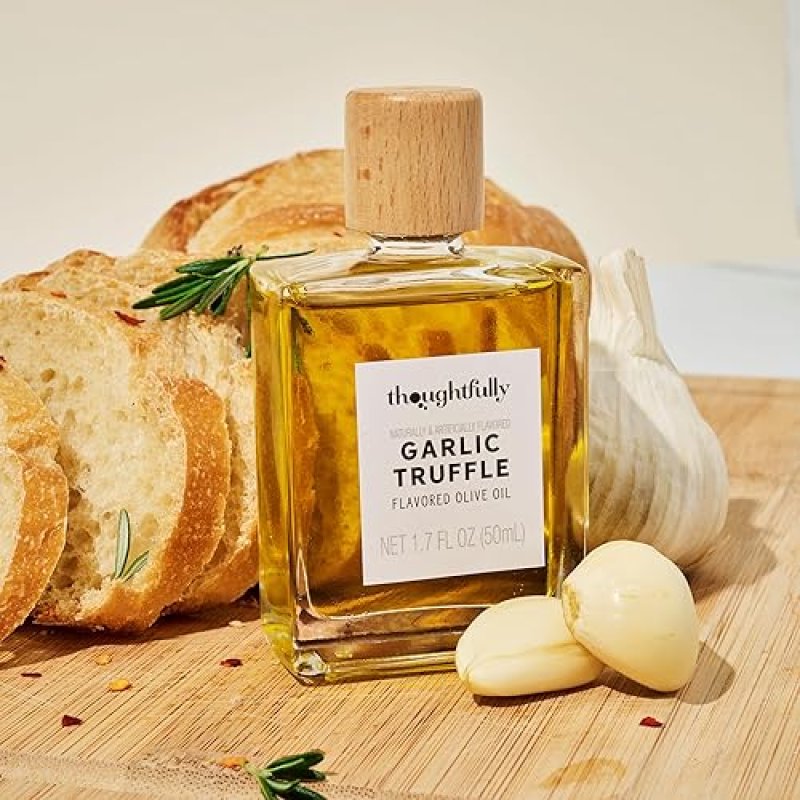 THOUGHTFULLY TRUFFLE OIL TRIO SET - CLASSIC, GARLIC, AND CHILI INFUSED OLIVE OIL, 1.7 OZ GLASS BOTTLES X3