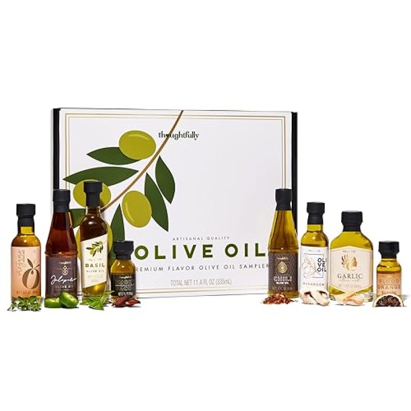 THOUGHTFULLY SPANISH EXTRA-VIRGIN OLIVE OIL SAMPLER GIFT SET WITH NATURAL FLAVORS - SET OF 8