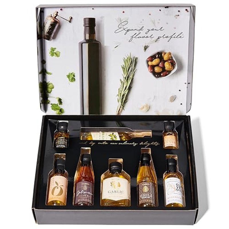 THOUGHTFULLY SPANISH EXTRA-VIRGIN OLIVE OIL SAMPLER GIFT SET WITH NATURAL FLAVORS - SET OF 8