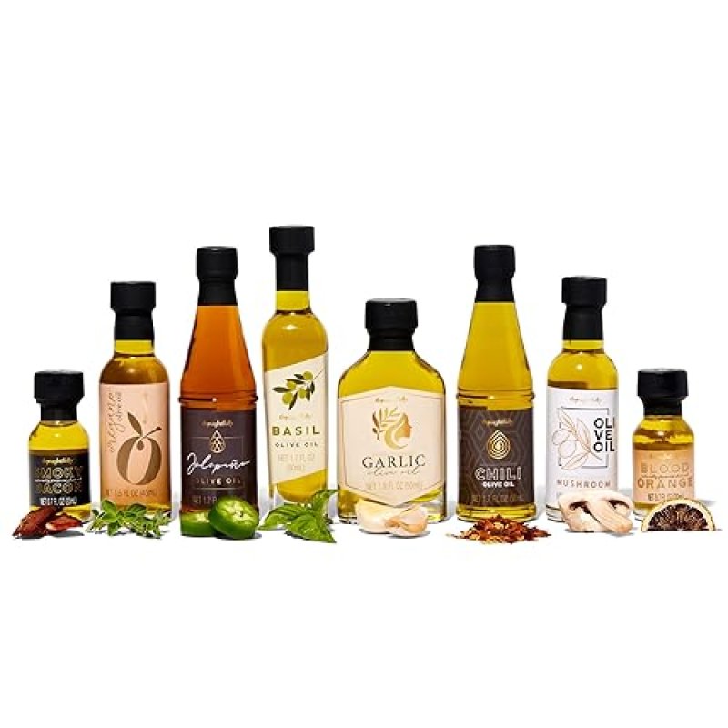 THOUGHTFULLY SPANISH EXTRA-VIRGIN OLIVE OIL SAMPLER GIFT SET WITH NATURAL FLAVORS - SET OF 8