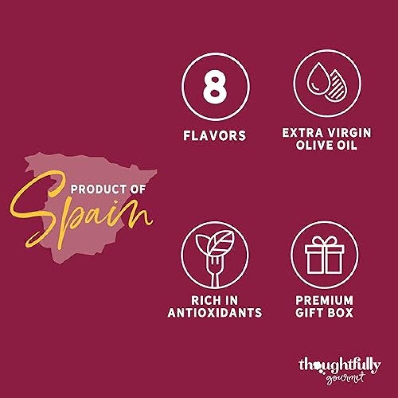 THOUGHTFULLY SPANISH EXTRA-VIRGIN OLIVE OIL SAMPLER GIFT SET WITH NATURAL FLAVORS - SET OF 8