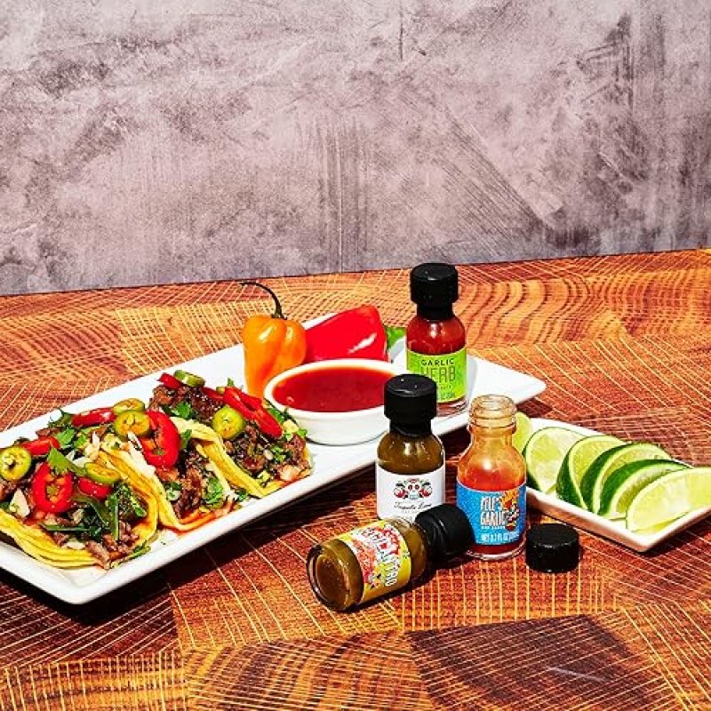 THOUGHTFULLY HOT SAUCE SAMPLER SET WITH GARLIC HERB AND MORE, 30-PIECE GIFT COLLECTION