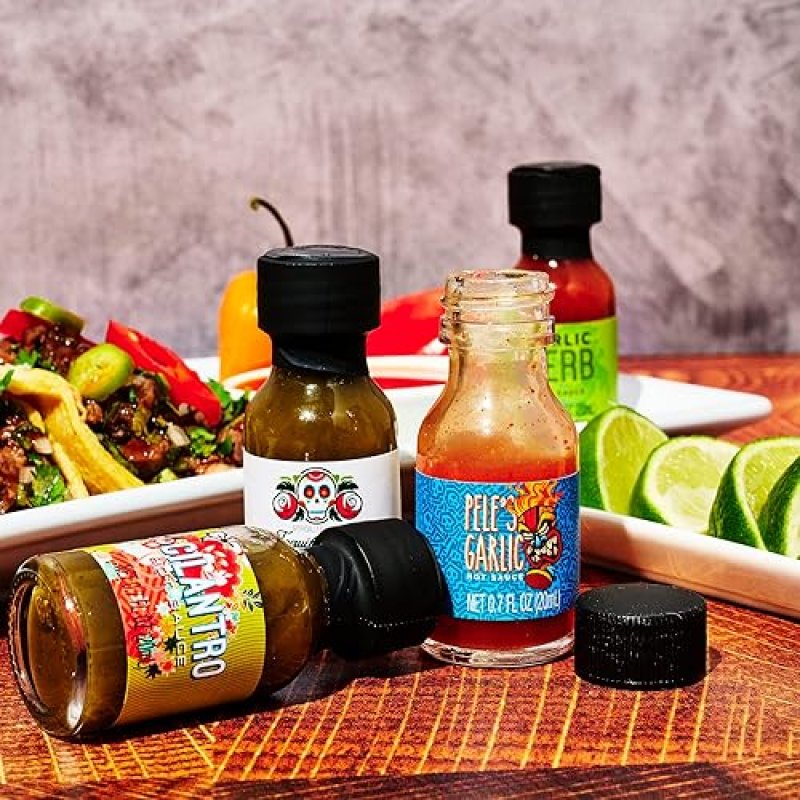THOUGHTFULLY HOT SAUCE SAMPLER SET WITH GARLIC HERB AND MORE, 30-PIECE GIFT COLLECTION