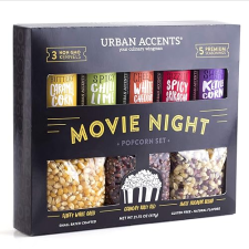 URBAN ACCENTS MOVIE NIGHT POPCORN VARIETY PACK - 3 NON-GMO KERNELS & 5 GOURMET SEASONINGS