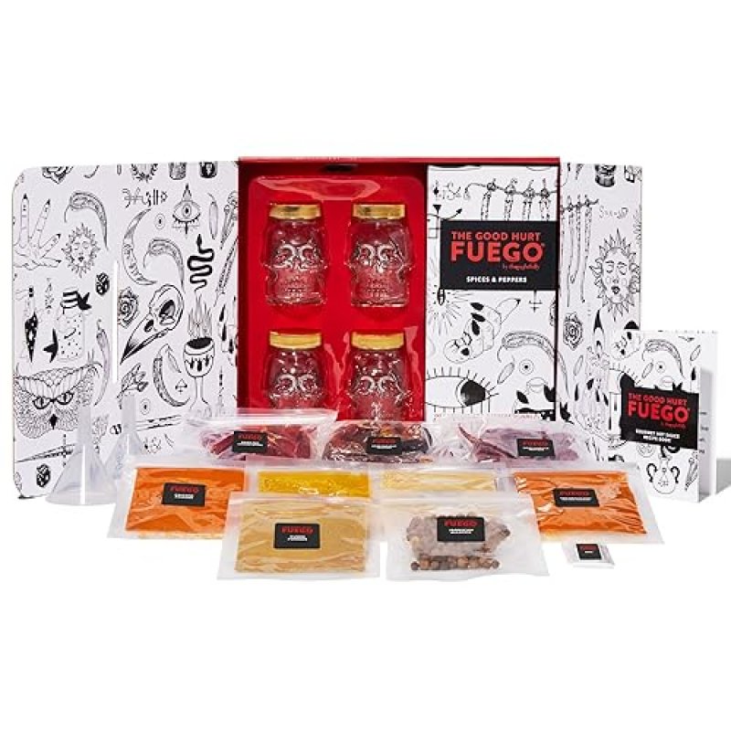 THOUGHTFULLY DIY HOT SAUCE SET WITH SKULL-SHAPED JARS, SEASONINGS, AND RECIPE BOOK