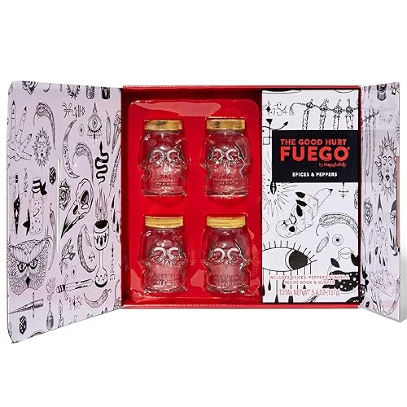 THOUGHTFULLY DIY HOT SAUCE SET WITH SKULL-SHAPED JARS, SEASONINGS, AND RECIPE BOOK