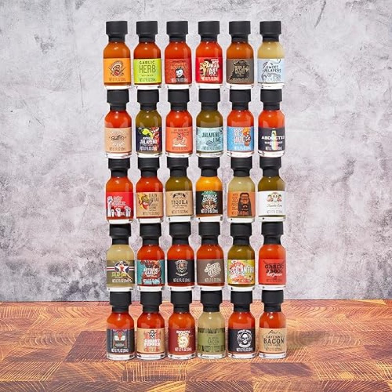 THOUGHTFULLY PREMIUM GOURMET HOT SAUCE COLLECTION SAMPLER SET - 30 FLAVORS WITH GARLIC HERB AND MORE