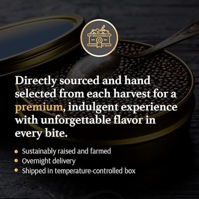 OLMA REGAL CAVIAR GIFT SET - 4 OZ (112G) OF PREMIUM FRESH ROE FISH EGGS WITH KALUGA ROYAL, SIBERIAN OSETRA AURORA, HACKLEBACK, WHITE STURGEON, SPOON & BLINIS