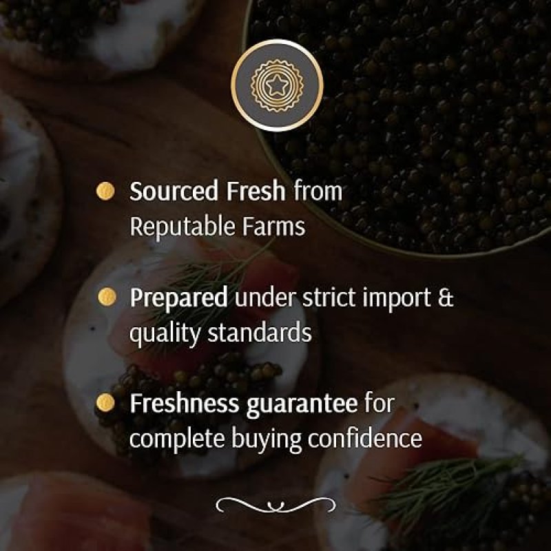 OLMA REGAL CAVIAR GIFT SET - 4 OZ (112G) OF PREMIUM FRESH ROE FISH EGGS WITH KALUGA ROYAL, SIBERIAN OSETRA AURORA, HACKLEBACK, WHITE STURGEON, SPOON & BLINIS