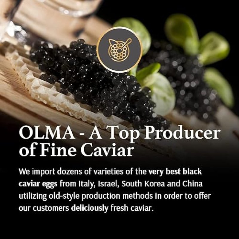 OLMA REGAL CAVIAR GIFT SET - 4 OZ (112G) OF PREMIUM FRESH ROE FISH EGGS WITH KALUGA ROYAL, SIBERIAN OSETRA AURORA, HACKLEBACK, WHITE STURGEON, SPOON & BLINIS