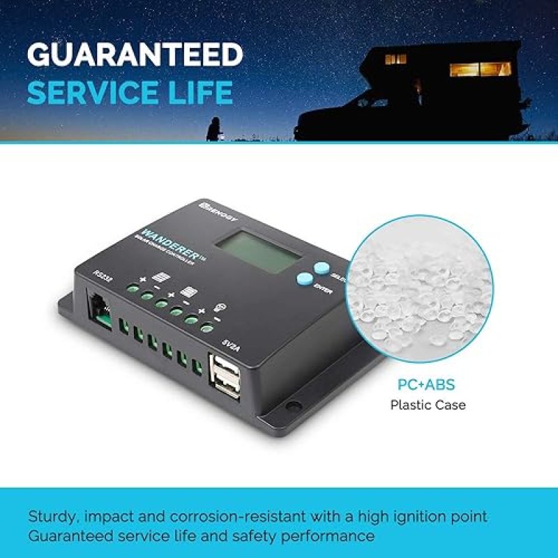 RENOGY 10A PWM SOLAR CHARGE CONTROLLER WITH LCD DISPLAY FOR AGM, GEL, FLOODED, LITHIUM BATTERY - COMPACT DESIGN, 12V/24V NEGATIVE GROUND