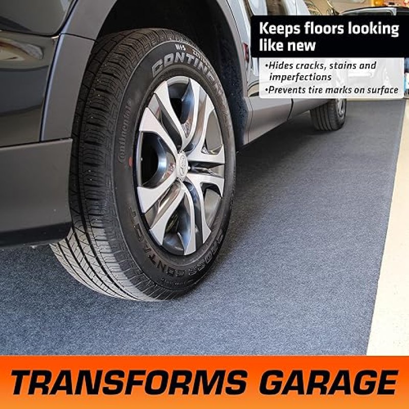 ARMOR ALL ORIGINAL GARAGE FLOOR MAT (17' X 7'4") - USA MADE CHARCOAL MAT FOR SURFACE PROTECTION AND GARAGE TRANSFORMATION