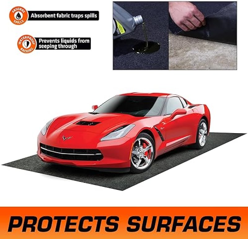 ARMOR ALL ORIGINAL GARAGE FLOOR MAT (17' X 7'4") - USA MADE CHARCOAL MAT FOR SURFACE PROTECTION AND GARAGE TRANSFORMATION