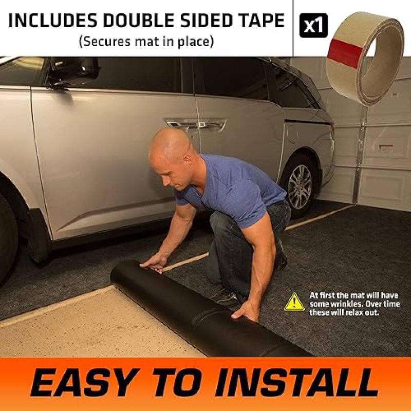 ARMOR ALL ORIGINAL GARAGE FLOOR MAT (17' X 7'4") - USA MADE CHARCOAL MAT FOR SURFACE PROTECTION AND GARAGE TRANSFORMATION