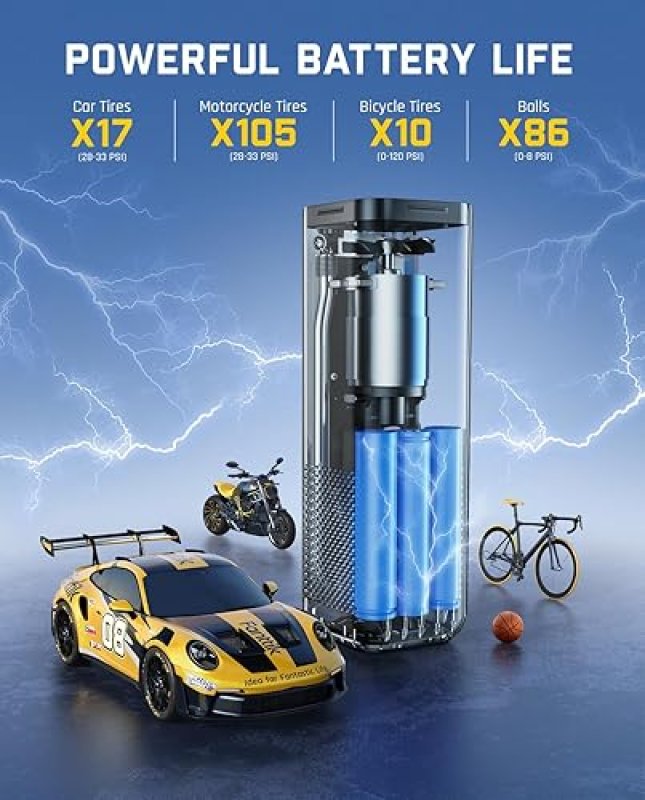 FANTTIK X8 APEX PORTABLE AIR COMPRESSOR - FAST INFLATION, 150PSI, CORDLESS, LED SCREEN - MPV, CAR, E-BIKE, MOTORCYCLE - UP TO 26.3" TIRES