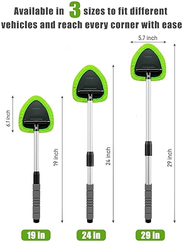 XINDELL WINDSHIELD CLEANER TOOL - CAR WINDOW CLEANING KIT WITH EXTENDABLE HANDLE & MICROFIBER PADS FOR VEHICLES & HOME
