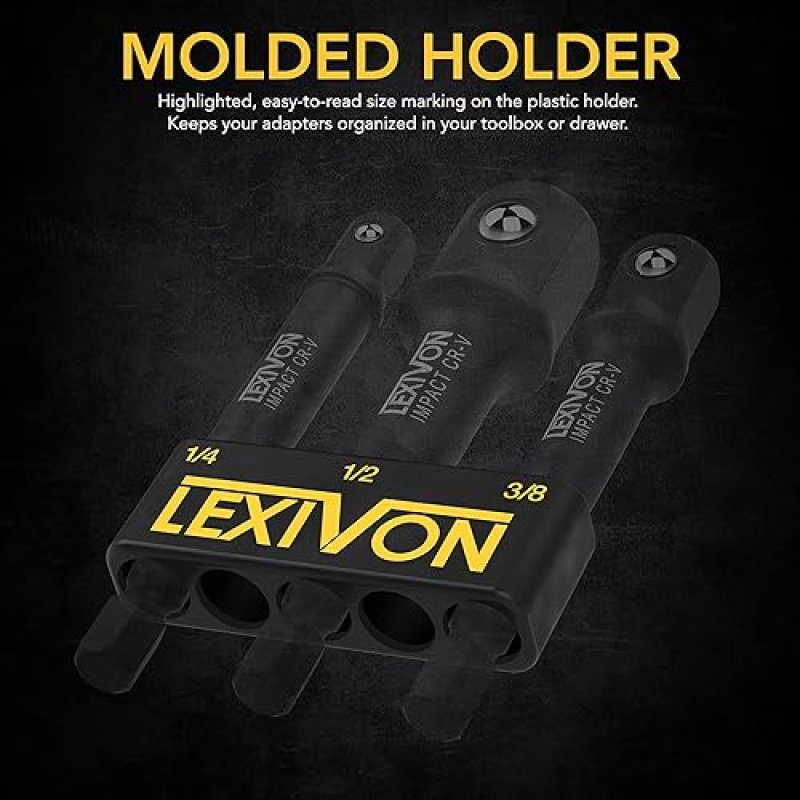 LEXIVON IMPACT GRADE SOCKET ADAPTER SET | 3-PIECE EXTENSION BIT SET FOR POWER DRILL (LX-101)
