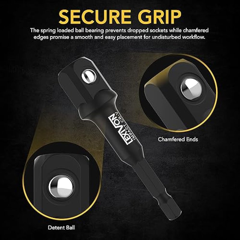 LEXIVON IMPACT GRADE SOCKET ADAPTER SET | 3-PIECE EXTENSION BIT SET FOR POWER DRILL (LX-101)