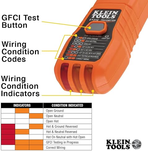 KLEIN TOOLS ET310 AC CIRCUIT BREAKER FINDER & ELECTRIC VOLTAGE TESTER WITH GFCI OUTLET TESTER