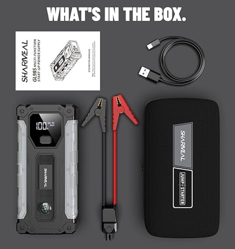 FOSHAN 3000A CAR JUMP STARTER FOR 9.0L GAS & 7.0L DIESEL ENGINES, PORTABLE 12V JUMP BOX WITH LED LIGHT