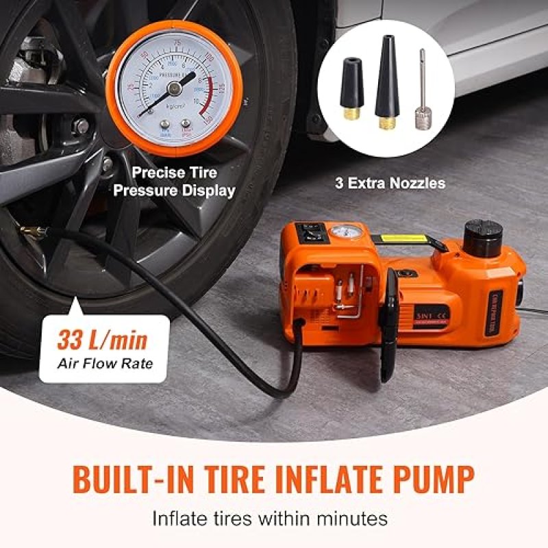 VEVOR ELECTRIC CAR JACK, 5 TON/11023 LBS HYDRAULIC JACK LIFT WITH ELECTRIC IMPACT WRENCH, BUILT