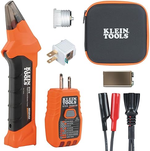 KLEIN TOOLS ET310KIT AC CIRCUIT BREAKER FINDER KIT, ELECTRIC TESTER, GFCI TESTER, LEADS, ADAPTERS AN
