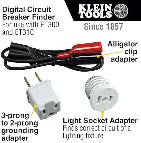 KLEIN TOOLS ET310KIT AC CIRCUIT BREAKER FINDER KIT, ELECTRIC TESTER, GFCI TESTER, LEADS, ADAPTERS AN