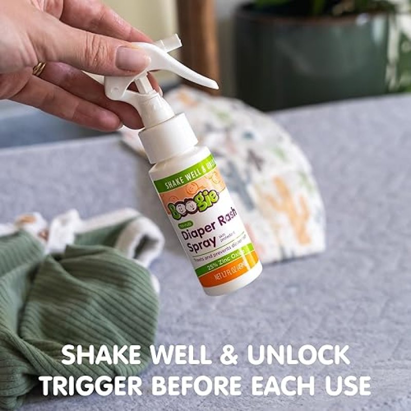 ELEEO BRANDS BABY DIAPER RASH CREAM SPRAY BY BOOGIE BOTTOMS, NO-RUB TOUCH FREE APPLICATION FOR SENSITIVE SKIN, OV