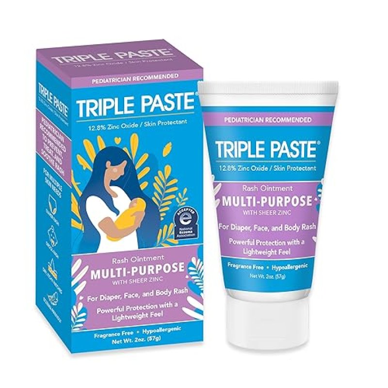 ADVANTICE HEALTH TRIPLE PASTE MULTI-PURPOSE BABY HEALING OINTMENT, 2 OZ TUBE, DIAPER RASH CREAM AND SKIN PROTECTANT F