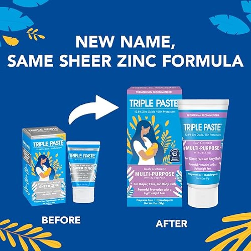 ADVANTICE HEALTH TRIPLE PASTE MULTI-PURPOSE BABY HEALING OINTMENT, 2 OZ TUBE, DIAPER RASH CREAM AND SKIN PROTECTANT F