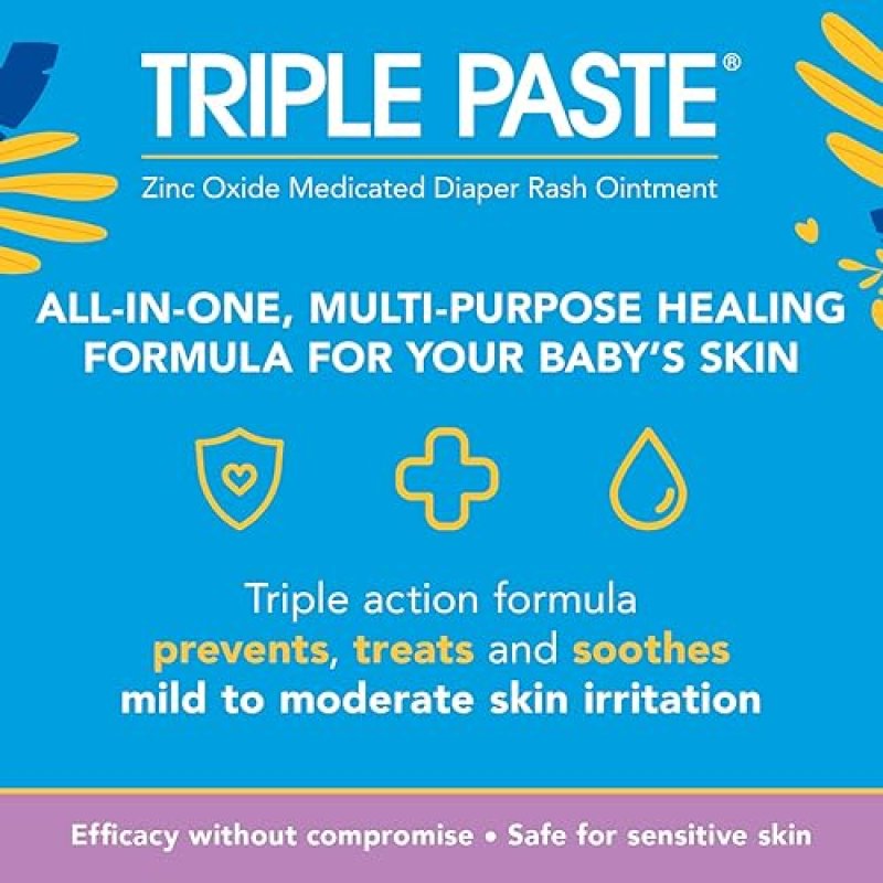 ADVANTICE HEALTH TRIPLE PASTE MULTI-PURPOSE BABY HEALING OINTMENT, 2 OZ TUBE, DIAPER RASH CREAM AND SKIN PROTECTANT F