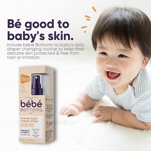 TARO BéBé BOTTOMS BABY DIAPER RASH CREAM SPRAY, NO-RUB TOUCH FREE APPLICATION FOR SENSITIVE SKIN (50 ML)