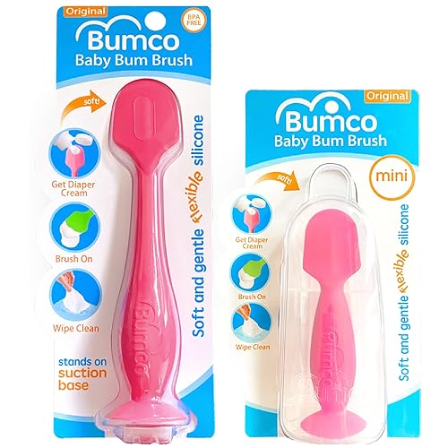 BUMCO BABY BUM BRUSH + MINI BABY DIAPER CREAM SPATULA WITH CASE - BPA-FREE SILICONE DIAPER SPATULA W