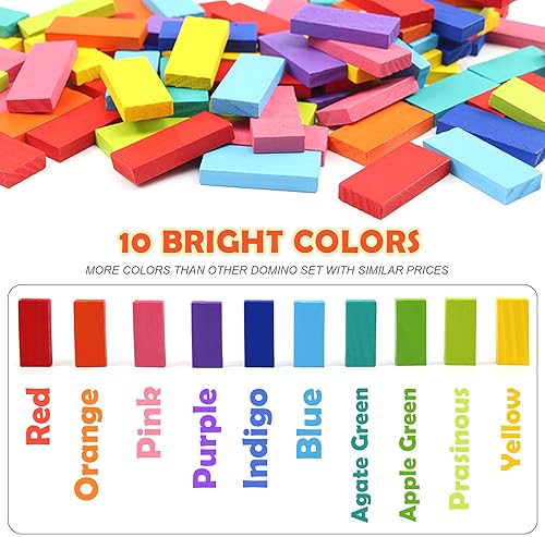 WOOD CITY 1000 PIECE DOMINOES SET FOR KIDS WITH EXTRA 20 BLOCKS, COLORFUL DOMINOS TILES FOR BUILDING