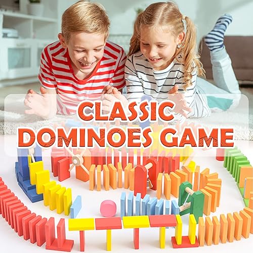 WOOD CITY 1000 PIECE DOMINOES SET FOR KIDS WITH EXTRA 20 BLOCKS, COLORFUL DOMINOS TILES FOR BUILDING