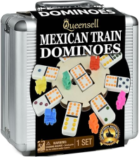 QUEENSELL MEXICAN TRAIN DOMINOES SET WITH WOODEN HUB, DOMINO TILE BOARD GAMES - DOUBLE 12 DOMINOS SE