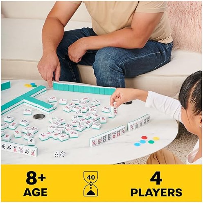 SPIN MASTER GAMES LEGACY DELUXE MAH JONG CLASSIC GAME WITH TWO-TONED TILES AND LINED WOOD STORAGE CA