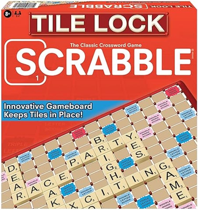 WINNING MOVES GAMES TILE LOCK SCRABBLE BY WINNING MOVES GAMES USA, INNOVATIVE GAMEBOARD "LOCKS" TILES IN PLACE, FOR 2 TO