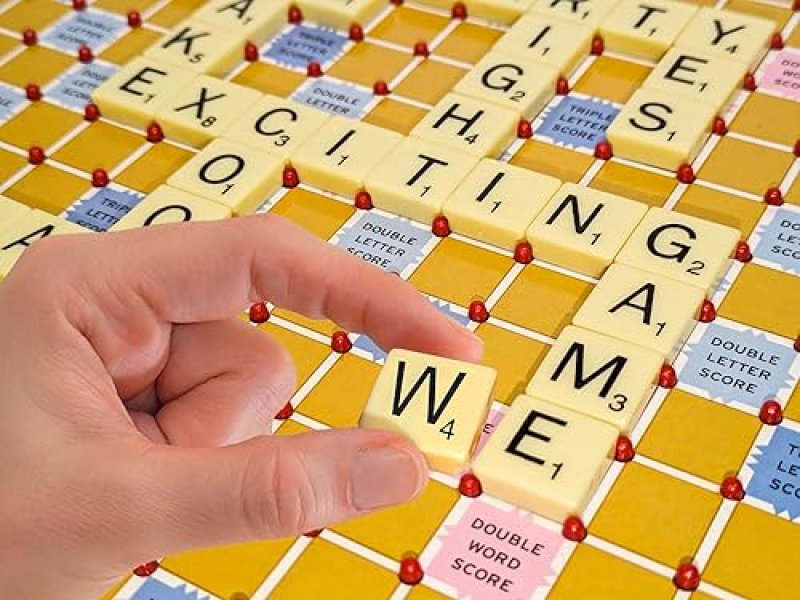 WINNING MOVES GAMES TILE LOCK SCRABBLE BY WINNING MOVES GAMES USA, INNOVATIVE GAMEBOARD "LOCKS" TILES IN PLACE, FOR 2 TO