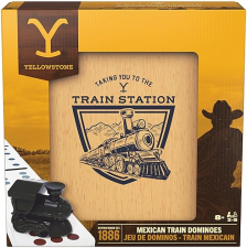 SPIN MASTER GAMES, YELLOWSTONE MEXICAN TRAIN DOMINOES SET, CLASSIC FAMILY TILE BOARD GAME IN WOOD CA