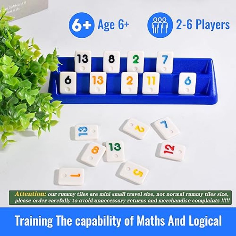 DOUBLEFAN MINI RUMMY CUBE GAME, MINI SIZE RUMMY SET WITH PORTABLE CANVAS BAG, SMALL TRAVEL BOARD GAM